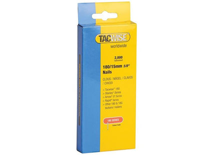 Tacwise 180 18 Gauge 15mm Nails (Pack 2000) Tacwise - RockBottom Northampton