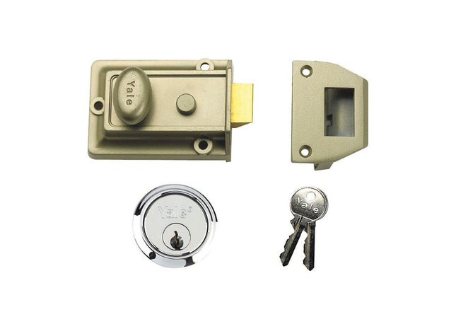 Yale Locks P77 Traditional Nightlatch 60mm Backset Nickel Brass Finish SC Cylinder Box Yale Locks - RockBottom Northampton