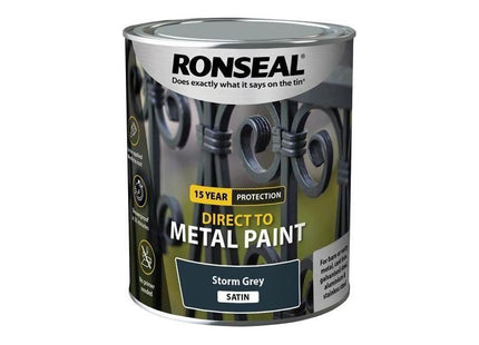 Ronseal Direct to Metal Paint Storm Grey Satin 750ml Ronseal - RockBottom Nothampton
