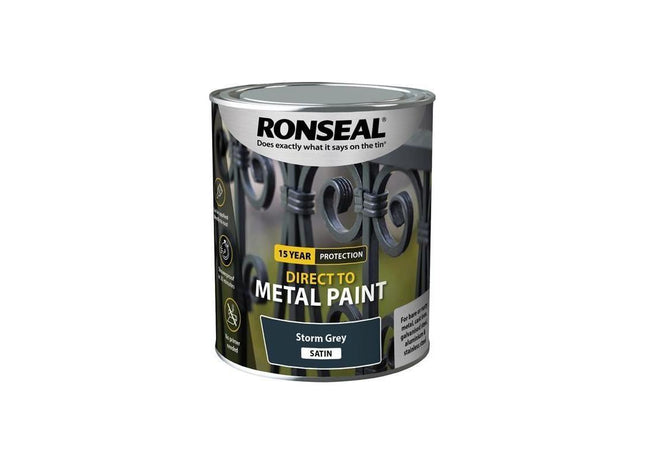 Ronseal Direct to Metal Paint Storm Grey Satin 750ml Ronseal - RockBottom Nothampton