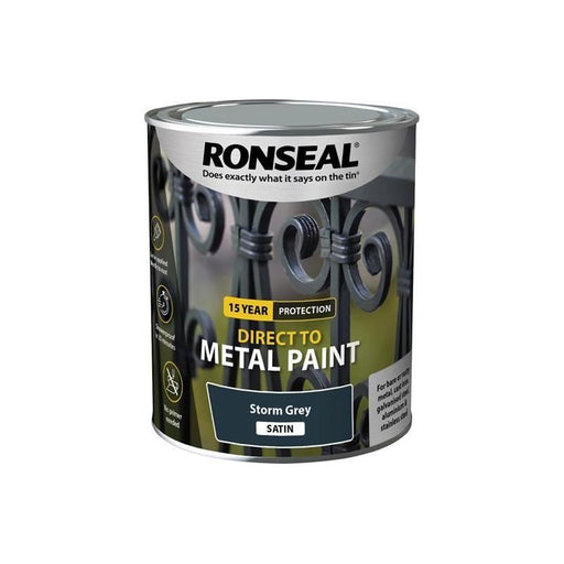 Ronseal Direct to Metal Paint Storm Grey Satin 750ml Ronseal - RockBottom Nothampton
