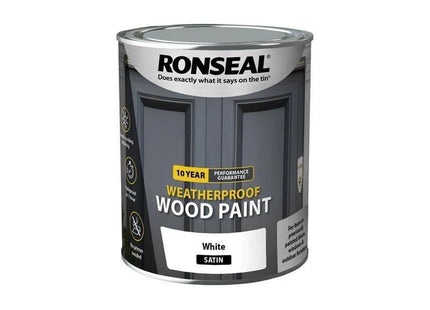 Ronseal 10 Year Weatherproof Wood Paint White Satin 750ml Ronseal - RockBottom Nothampton