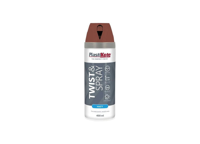 Plastikote Twist & Spray Matt 400ml Pantile Red PlastiKote - RockBottom Nothampton