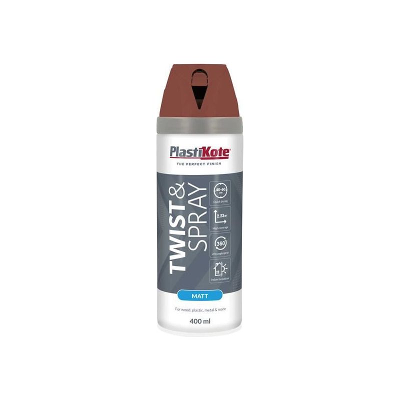 Plastikote Twist & Spray Matt 400ml Pantile Red PlastiKote - RockBottom Nothampton