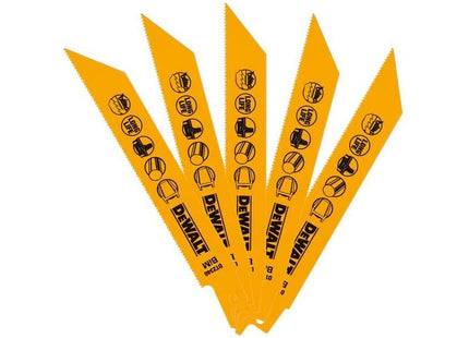 Dewalt Power Tools Bi-Metal Reciprocating Blade for Metal Cordless 152mm x 18 TPI (Pack 5) DeWALT Power Tools - RockBottom Northampton