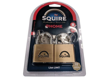 Squire LN4T Lion Brass Padlocks 5-Pin 40mm Twin Pack (2 x LN4KA) Squire - RockBottom Nothampton