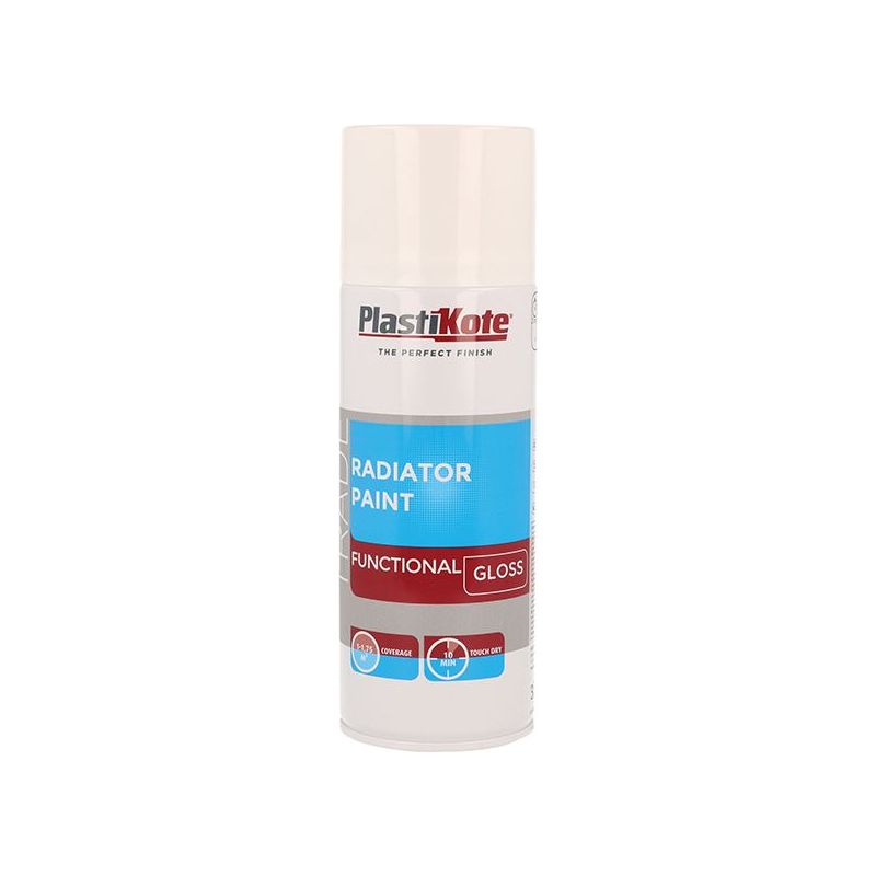 Plastikote Trade Radiator Spray Paint Gloss White 400ml PlastiKote - RockBottom Nothampton