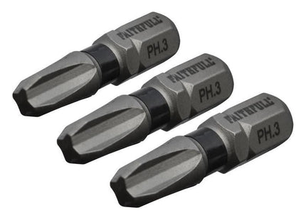 Faithfull Phillips Impact Screwdriver Bits PH3 x 25mm (Pack 3) Faithfull - RockBottom Northampton