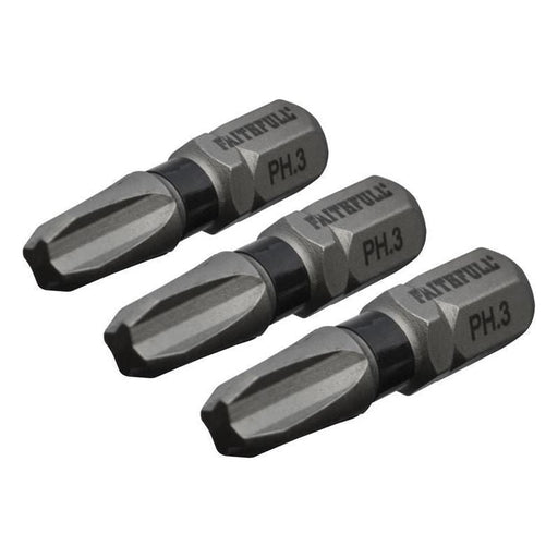 Faithfull Phillips Impact Screwdriver Bits PH3 x 25mm (Pack 3) Faithfull - RockBottom Northampton