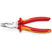 Knipex 08 26 185 SB Needle-Nose Combination Pliers insulated with multi-component grips, VDE-tested chrome-plated 185mm Draper - Town Tools