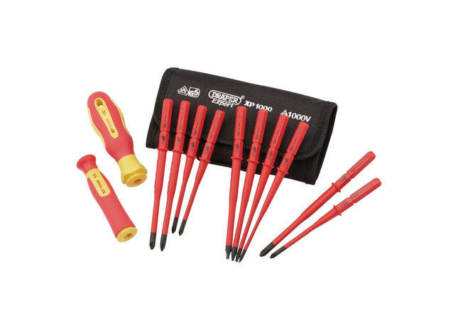 Draper XP1000 VDE Slimline Interchangeable Screwdriver Set (12 Piece) Draper - Town Tools 
