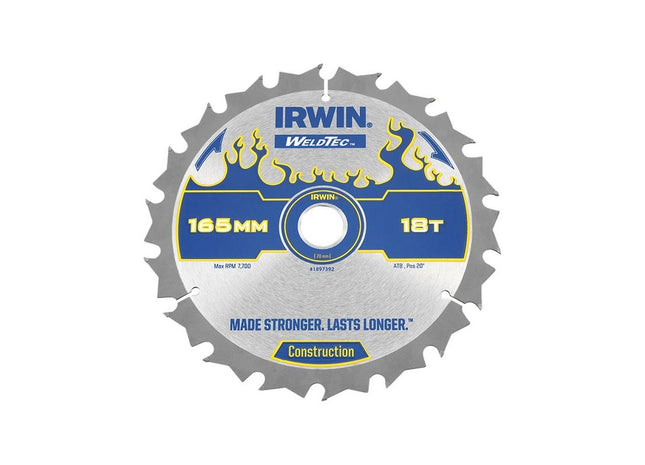 Irwin® Weldtec Cordless Circular Saw Blades 165 x 20mm x 18T ATB IRWIN® - RockBottom Northampton
