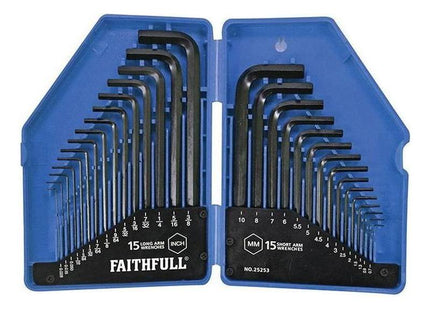 Faithfull Metric/Imperial Hex Key Set, 30 Piece Faithfull - RockBottom Northampton
