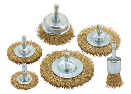 Draper Brassed Steel Crimped Wire Brush Set (6 Piece) Draper - Town Tools