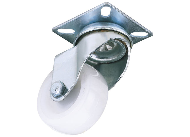 Draper Swivel Plate Fixing Nylon Wheel, 50mm Diameter, S.W.L. 50kg 65492 Draper - Town Tools 