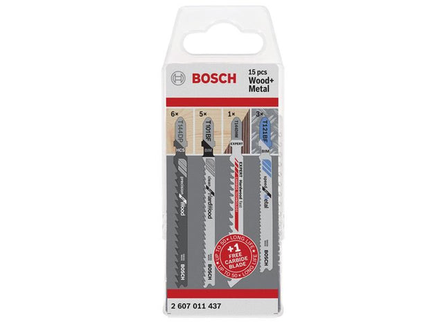 Bosch Powertool Accessories Wood and Metal Jigsaw Blade Set, 15 Piece Bosch Powertool Accessories - RockBottom Northampton