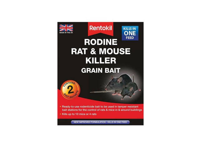 Rentokil Rodine Rat & Mouse Killer Grain Bait (Sachets 2) Rentokil - RockBottom Nothampton