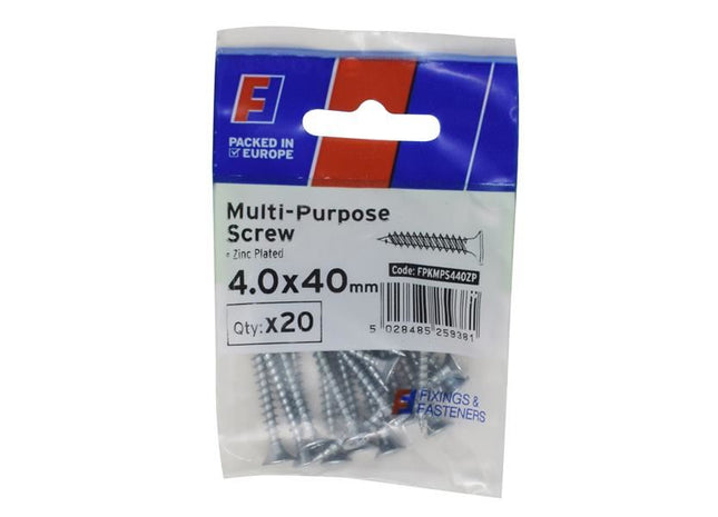 ForgeFix Multi-Purpose Pozi Screw CSK ST ZP 4. x 40mm ForgePack 20 ForgeFix - RockBottom Northampton
