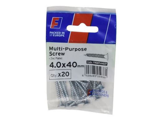ForgeFix Multi-Purpose Pozi Screw CSK ST ZP 4. x 40mm ForgePack 20 ForgeFix - RockBottom Northampton