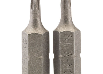 Draper TX-STAR Insert Bit, 1/4" Hex, 25mm Long, T9 (Pack of 2) Draper - Town Tools 