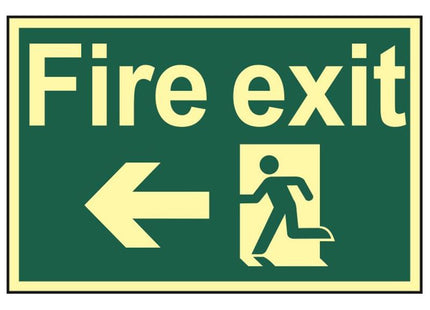 Scan Fire Exit Running Man Arrow Left - Photoluminescent 300 x 200mm Scan - RockBottom Nothampton