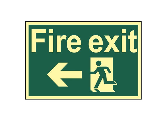 Scan Fire Exit Running Man Arrow Left - Photoluminescent 300 x 200mm Scan - RockBottom Nothampton
