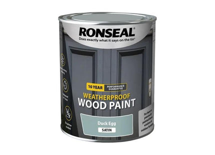 Ronseal 10 Year Weatherproof Wood Paint Duck Egg Blue Satin 750ml Ronseal - RockBottom Nothampton