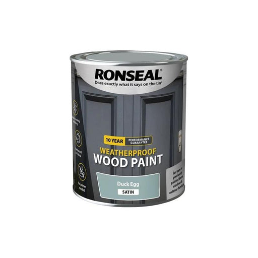 Ronseal 10 Year Weatherproof Wood Paint Duck Egg Blue Satin 750ml Ronseal - RockBottom Nothampton