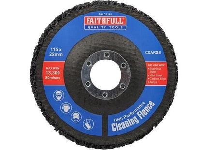 Faithfull Cleaning Fleece Disc Coarse 115 x 22mm Faithfull - RockBottom Northampton