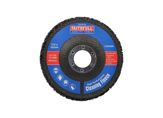 Faithfull Cleaning Fleece Disc Coarse 115 x 22mm Faithfull - RockBottom Northampton
