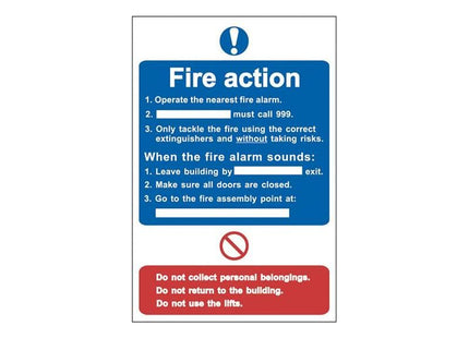 Scan Fire Action Procedure - PVC Sign 200 x 300mm Scan - RockBottom Nothampton