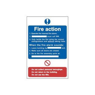 Scan Fire Action Procedure - PVC Sign 200 x 300mm Scan - RockBottom Nothampton
