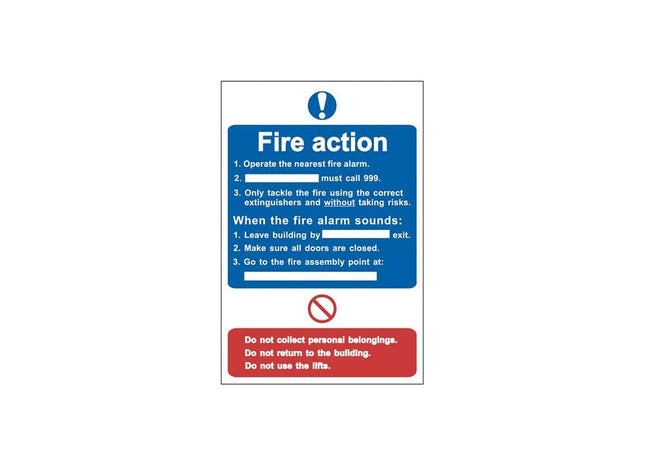 Scan Fire Action Procedure - PVC Sign 200 x 300mm Scan - RockBottom Nothampton