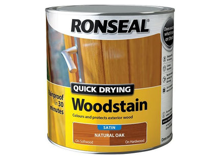 Ronseal Quick Drying Woodstain Satin Natural Oak 2.5 litre Ronseal - RockBottom Nothampton