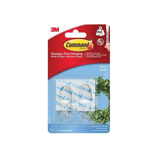 Command™ Clear Hooks with Clear Strips, Medium (Pack 2) Command™ - RockBottom Northampton