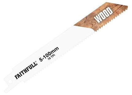 Faithfull S811H Sabre Saw Blade Wood 150mm 10 TPI (Pack of 5) Faithfull - RockBottom Northampton