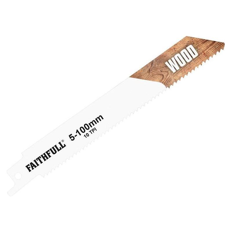Faithfull S811H Sabre Saw Blade Wood 150mm 10 TPI (Pack of 5) Faithfull - RockBottom Northampton