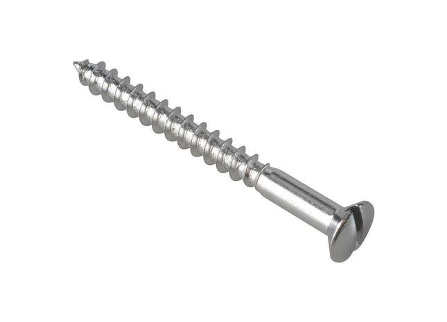 Forgefix Multi-Purpose Screw SL Raised Head Chrome Plated 4.0 x 40mm ForgePack 20 ForgeFix - RockBottom Northampton