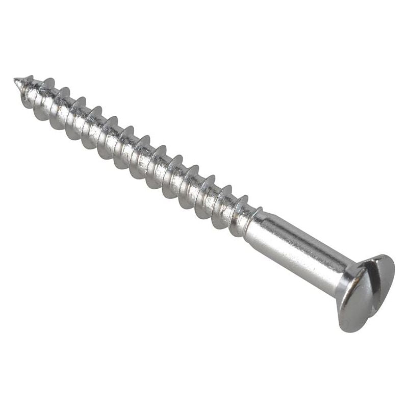 Forgefix Multi-Purpose Screw SL Raised Head Chrome Plated 4.0 x 40mm ForgePack 20 ForgeFix - RockBottom Northampton
