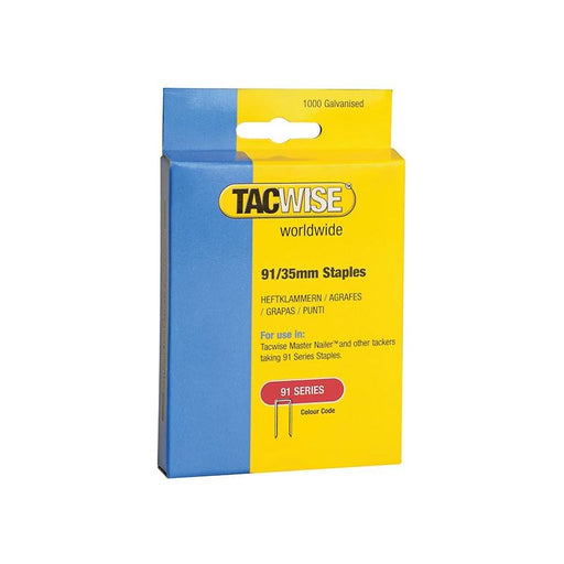 Tacwise 91 Narrow Crown Staples 35mm - Electric Tackers (Pack 1000) Tacwise - RockBottom Northampton