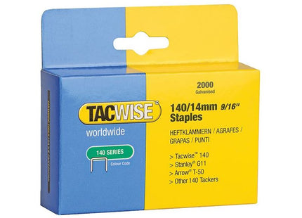 Tacwise 140 Heavy-Duty Staples 14mm (Type T50 G) (Pack 2000) Tacwise - RockBottom Northampton