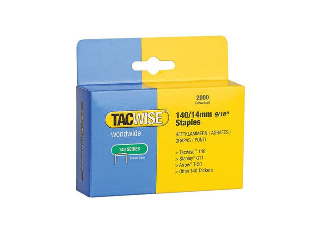 Tacwise 140 Heavy-Duty Staples 14mm (Type T50 G) (Pack 2000) Tacwise - RockBottom Northampton