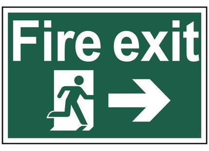 Scan Fire Exit Running Man Arrow Right - PVC Sign 300 x 200mm Scan - RockBottom Nothampton
