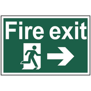 Scan Fire Exit Running Man Arrow Right - PVC Sign 300 x 200mm Scan - RockBottom Nothampton