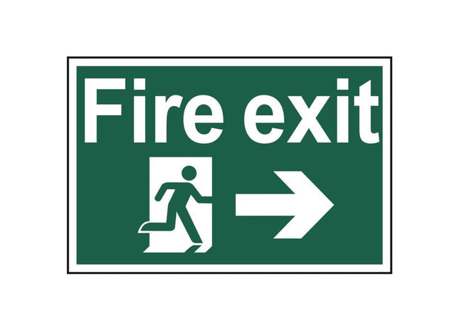 Scan Fire Exit Running Man Arrow Right - PVC Sign 300 x 200mm Scan - RockBottom Nothampton