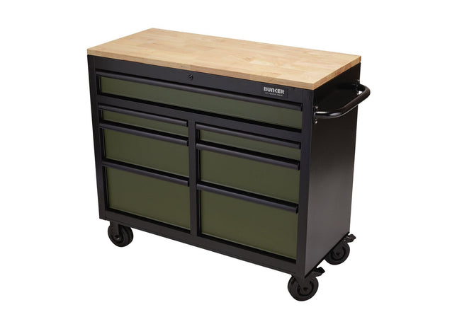 Draper BUNKER Workbench Roller Tool Cabinet, 7 Drawer, 41", Green 08221 Draper - Town Tools 