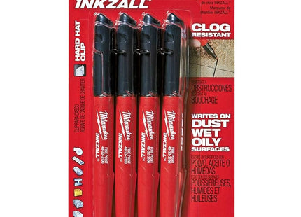 Milwaukee  Inkzall Point Marker, Fine, Black, 4PK