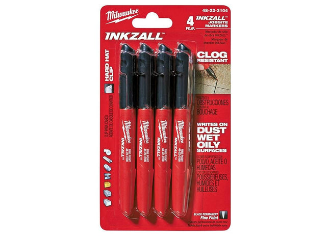 Milwaukee  Inkzall Point Marker, Fine, Black, 4PK