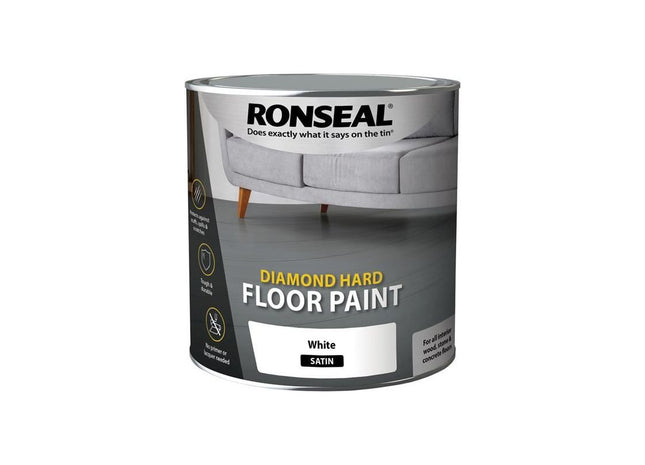 Ronseal Diamond Hard Floor Paint Satin White 2.5 litre Ronseal - RockBottom Nothampton