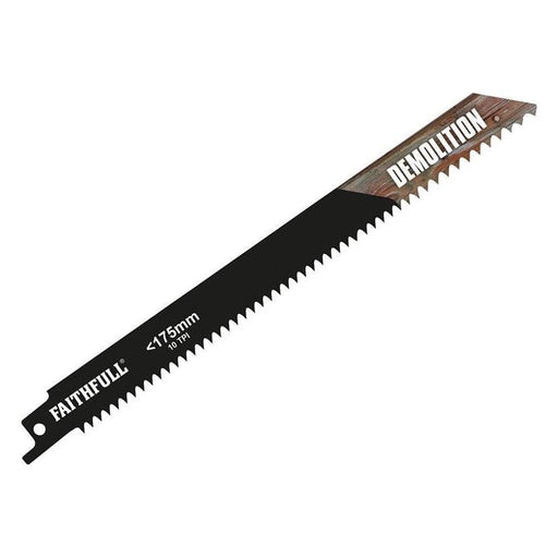 Faithfull S1122HF Bi-Metal Sabre Saw Blade Demolition 200mm 10 TPI (Pack 5) Faithfull - RockBottom Northampton